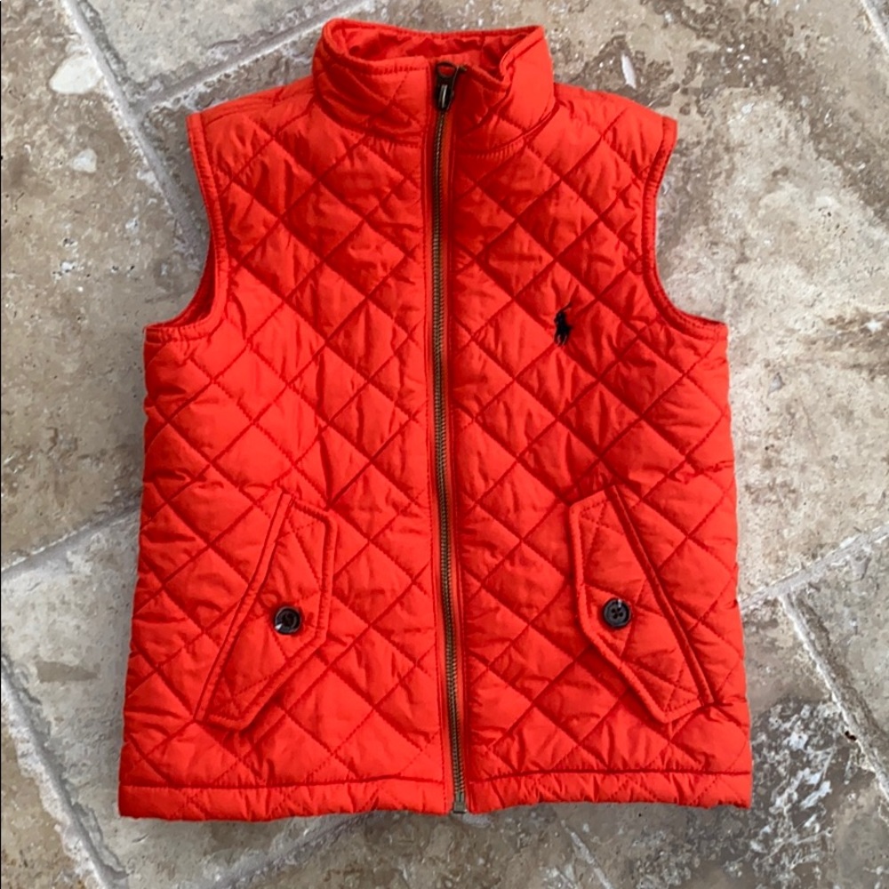 Ralph Lauren boys quilted orange vest size 3t